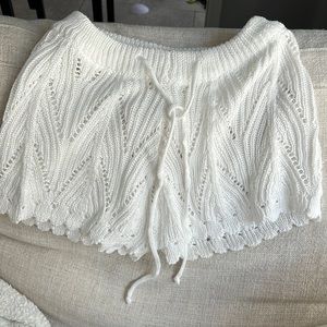White knitted shorts